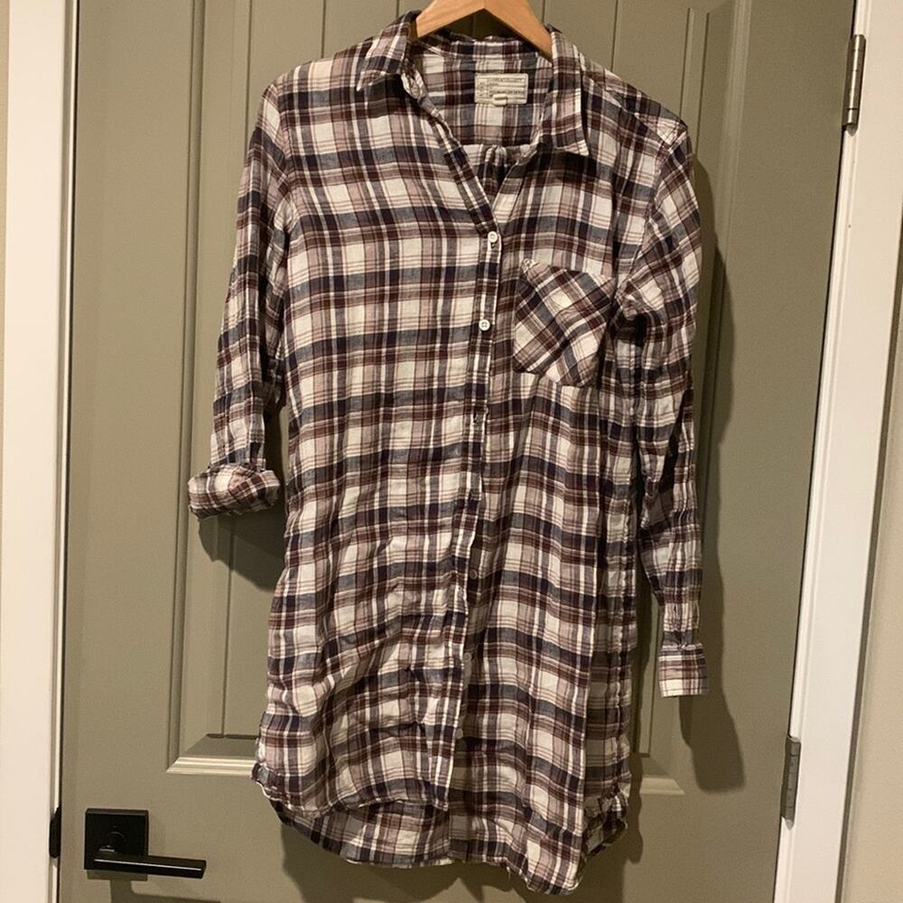 CURRENT/ELLIOT Linen Flannel Top S